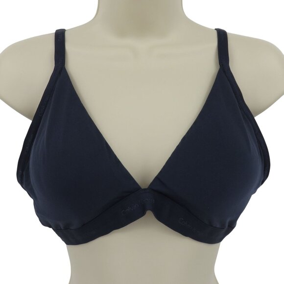 Calvin Klein Large Form To Body Lightly Lined Triangle Bralette QF6758 Blue Lg - Picture 1 of 14